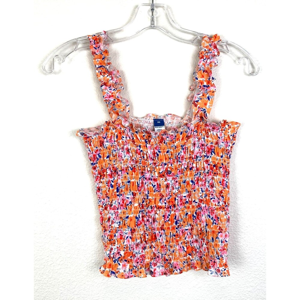 Old Navy Women's Y2K Smocked Cottagecore Tank Top Size XS Floral Coquette